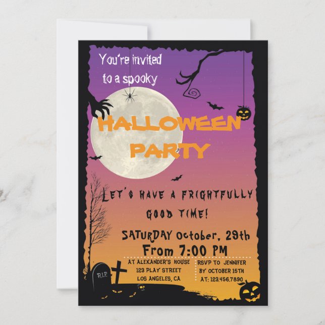 Invitation de partie de Chambre de Halloween (Devant)