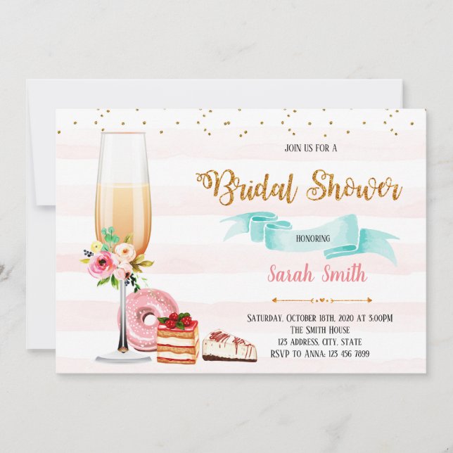 Invitation de partie de Champagne et de dessert (Devant)