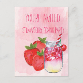 Invitation de partie de cueillette de fraise