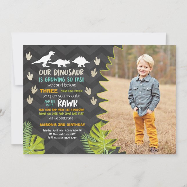 Invitation de partie de dinosaure d'invitation (Devant)