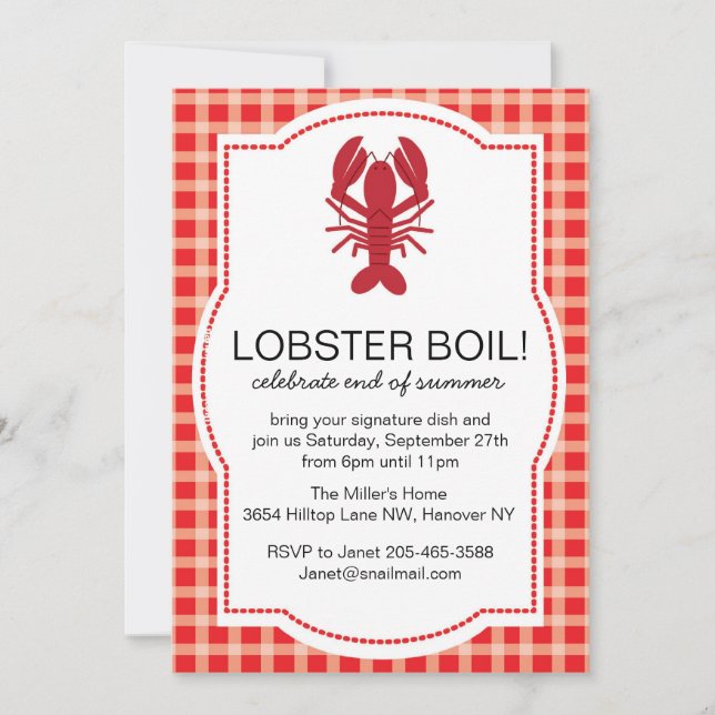Invitation de partie de festin de homard (Devant)