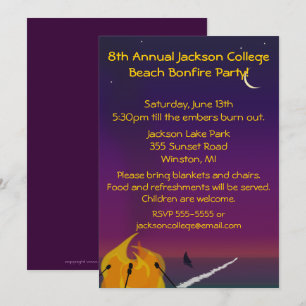 Invitation de partie de feu de plage