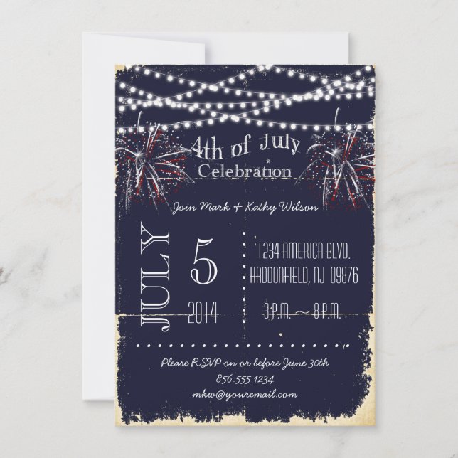 Invitation de partie de feux d'artifice de tableau (Devant)