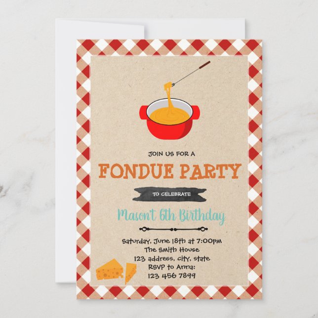 Invitation de partie de fromage de fondue (Devant)