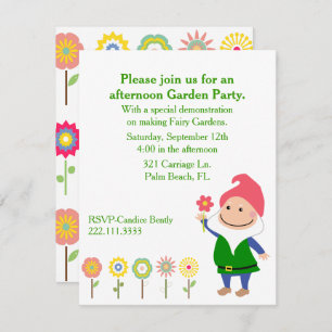 Invitation de partie de gnome de jardin