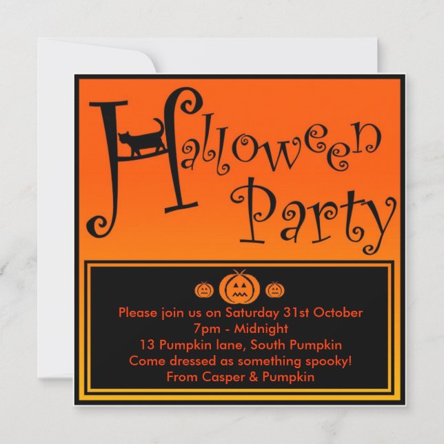Invitation de partie de Halloween (Devant)