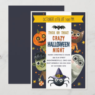 Invitation de partie de Halloween de monstres
