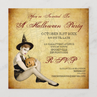 Invitation de partie de Halloween de sorcière et