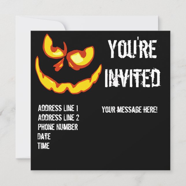 Invitation de partie de Halloween Jack-o'-lantern (Devant)
