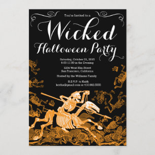 Invitation de partie de Halloween : Squelette