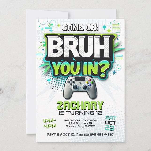 Invitation de partie de jeu vidéo pour joueur (Devant)
