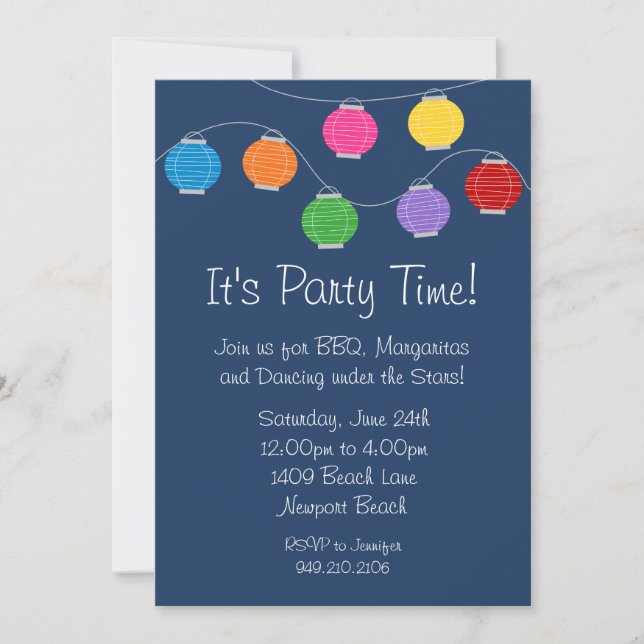 Invitation de partie de lanterne (Devant)