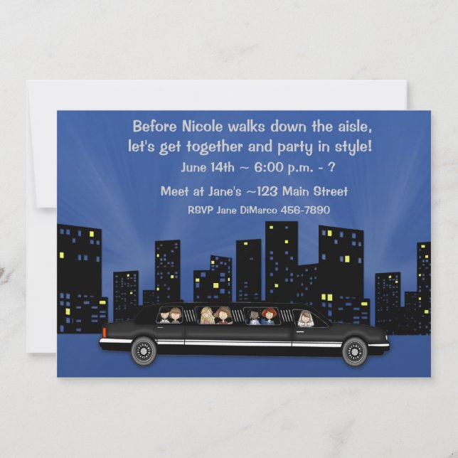 Invitation de partie de limousine de Bachelorette (Devant)