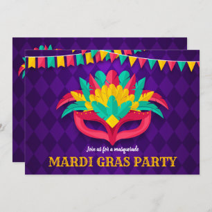 Invitation de partie de mascarade de mardi gras
