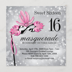 Invitation de partie de mascarade de sweet sixteen