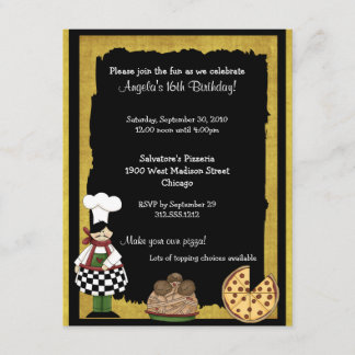 Invitation de partie de pizza du bonbon 16