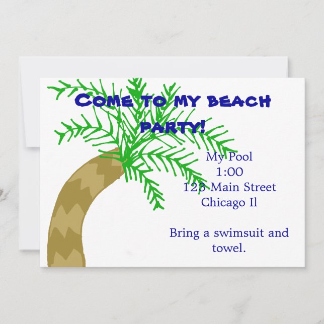 Invitation de partie de plage de palmier (Devant)