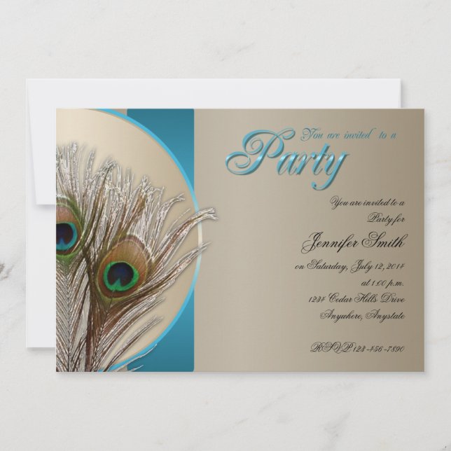 Invitation de partie de plume de paon de Taupe et (Devant)