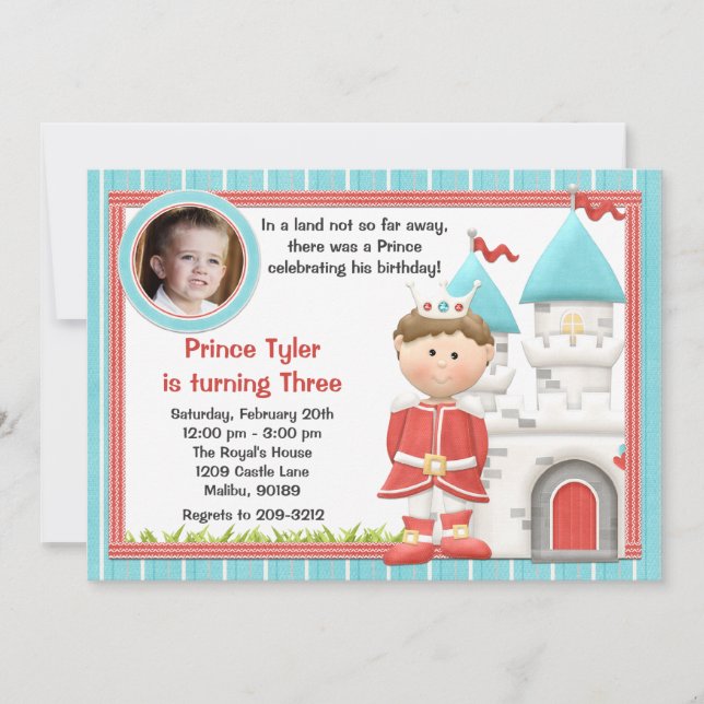 Invitation de partie de prince anniversaire de (Devant)