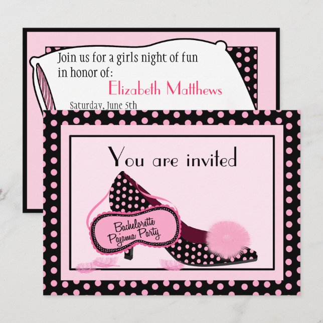 Invitation de partie de pyjama de Bachelorette (Devant / Derrière)