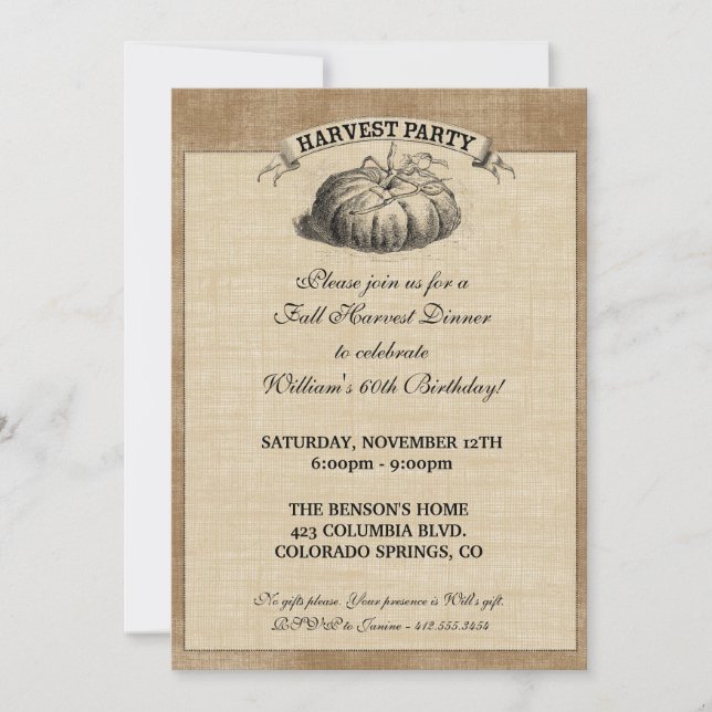 Invitation de partie de récolte (Devant)