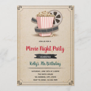 Invitation de partie de soirée cinéma