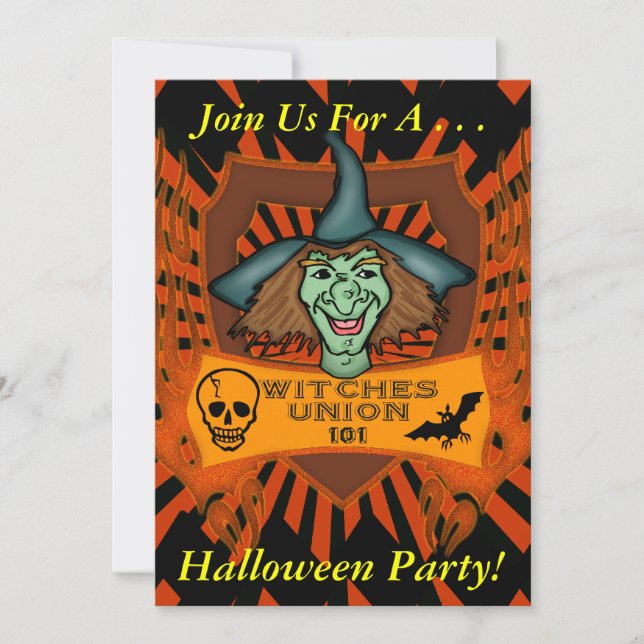 Invitation de partie de sorcière de Halloween (Devant)