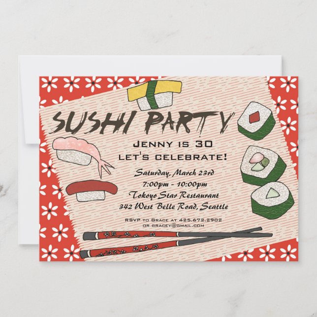 Invitation de partie de sushi (Devant)