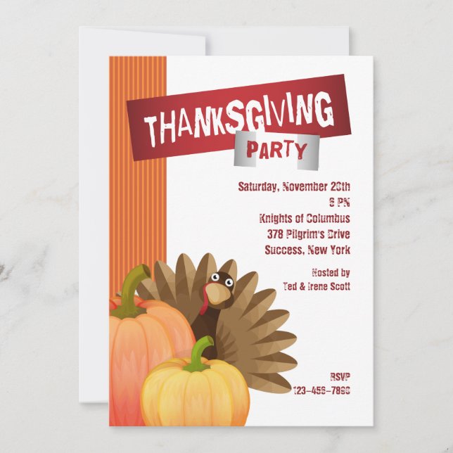 Invitation de partie de thanksgiving (Devant)
