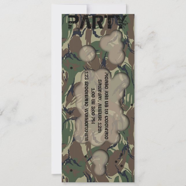 Invitation de partie de thème de soldat (Devant)