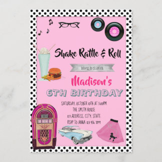 invitation de partie de thème des années 1950