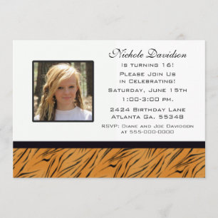 Invitation de partie de tigre de sweet sixteen