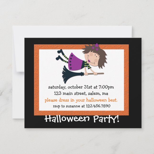 Invitation de partie de Witchy Halloween (Devant)