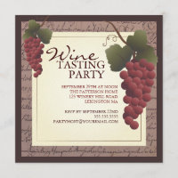 Invitation de partie d'échantillon de vin de vigne
