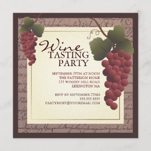 Invitation de partie d'échantillon de vin de vigne