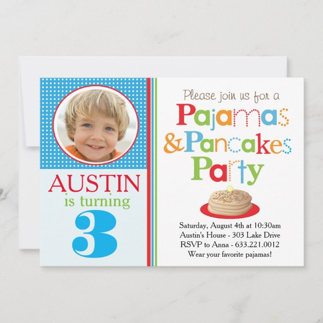 Invitation de partie des crêpes et de pyjamas du (Devant)