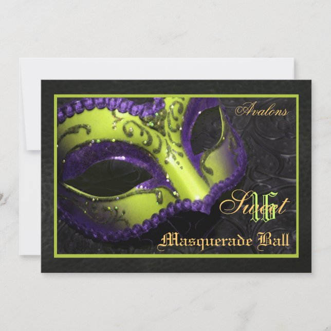 Invitation de partie du bonbon 16 à mascarade de (Devant)