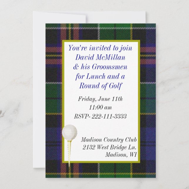 Invitation de partie du golf du marié (Devant)