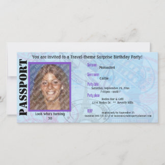 Invitation de partie Passport personnalisable