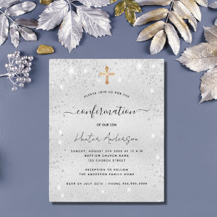 Invitation de parties scintillant argent de confir