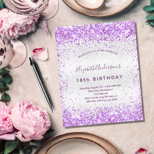 Invitation de parties scintillant argent violet d'