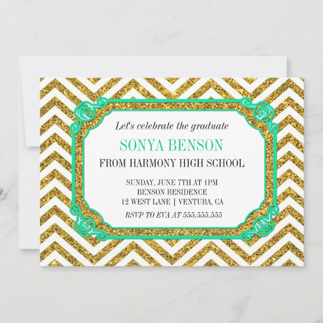 Invitation de Parties scintillant Chevron (Devant)