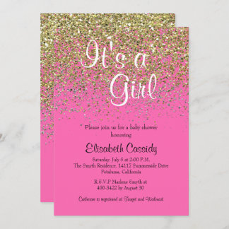 Invitation de Parties scintillant Hot Pink & Gold