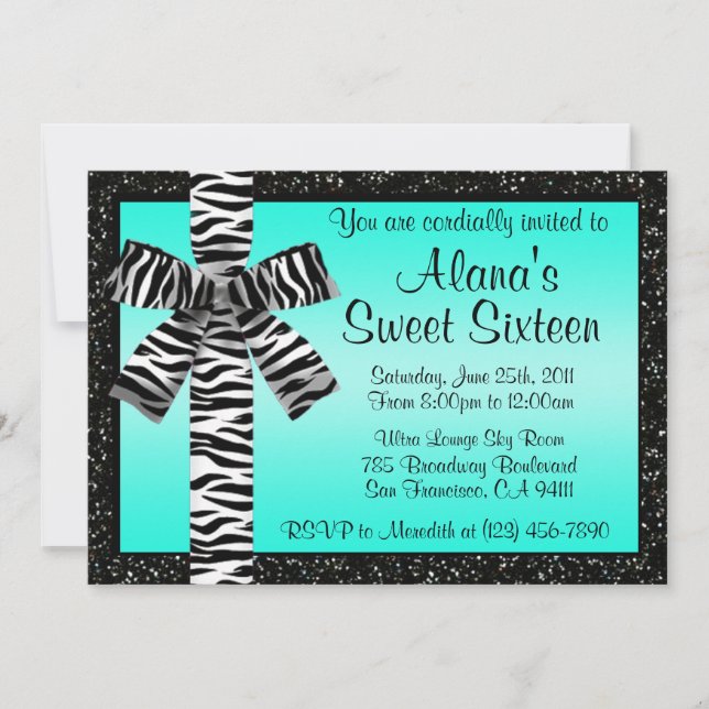 Invitation de Parties scintillant turquoise avec b (Devant)
