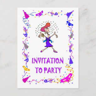Invitation de party, dame avec une boisson