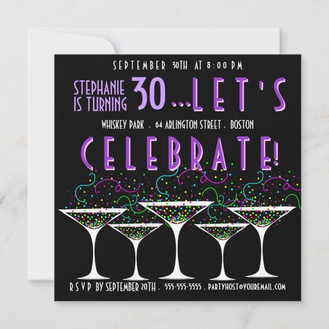 Invitation de Pary d'anniversaire de cocktail de (Devant)