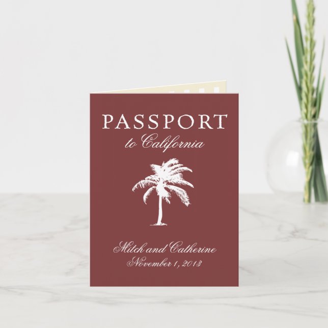 Invitation de passeport mariage en Californie (Devant)