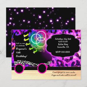 Invitation de patin à roulettes Glow Leopard Print