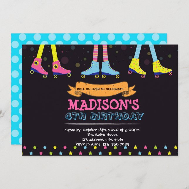 Invitation de patin de rouleau (Devant / Derrière)