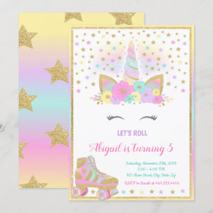 Invitation de patinage de rouleau de licorne,